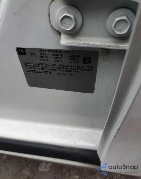 2013 Chevrolet Malibu 2Lt z USA, uszkodzony, nr VIN 1G11E5SA4DF228748